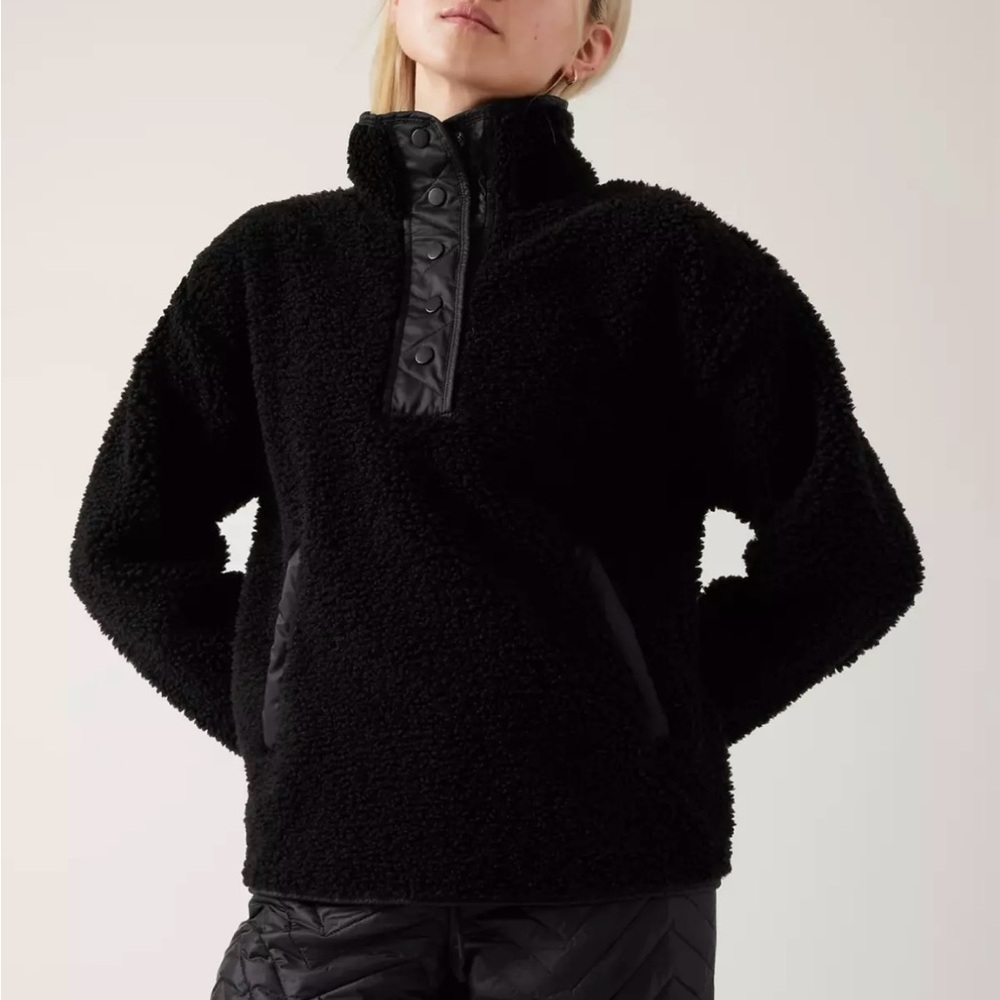 Athleta Cozy Sherpa Snap Sweatshirt